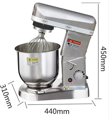 Miniatura 4 de CGOLDENWALL Mezclador de alimentos eléctrico comercial, mezclador de masa, mezclador de leche de huevo, 3 velocidades, ajustable, 10.5 cuartos de