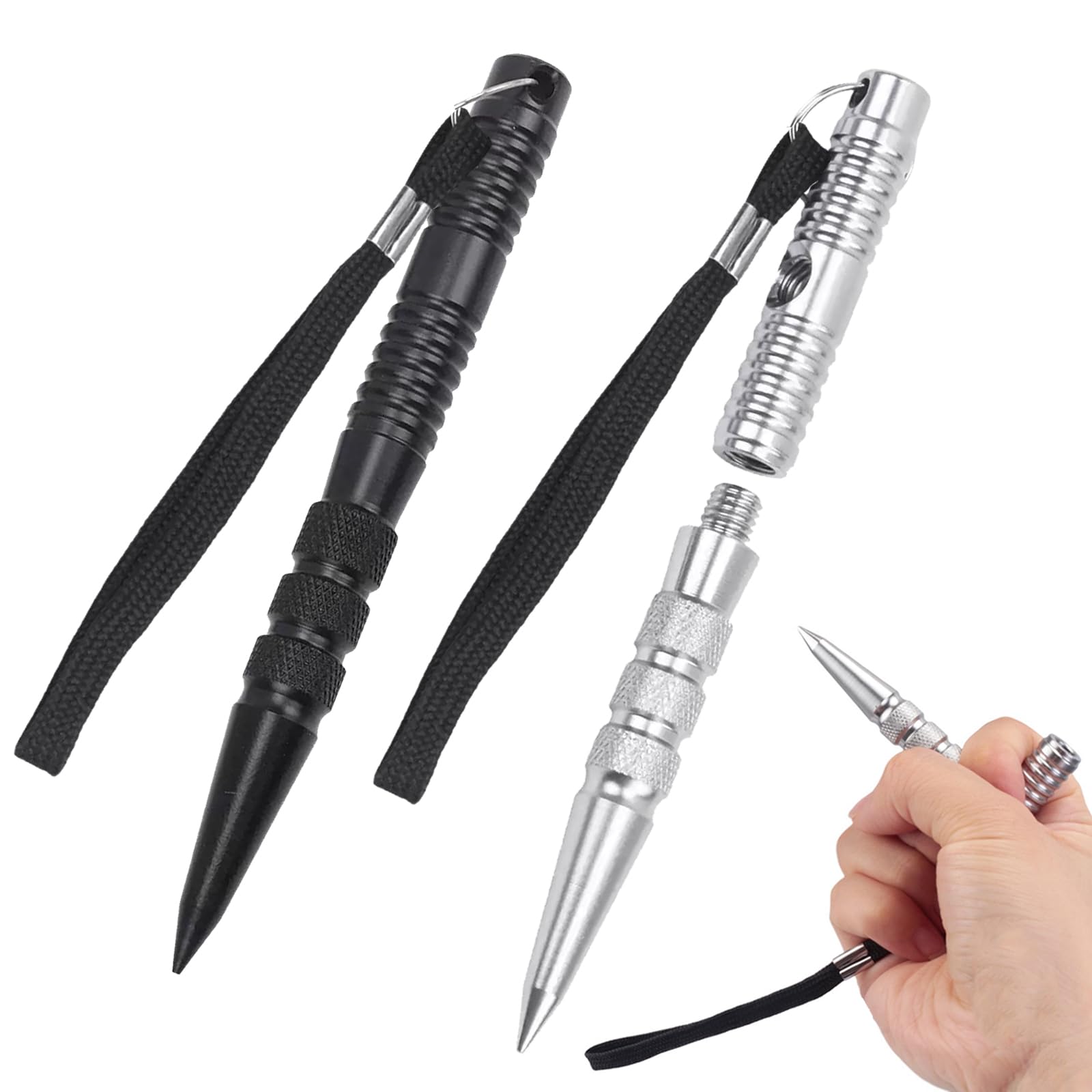 YunJoyous 2 Stück Tactical Pen Zwei-in-Eins-Design Taktische
