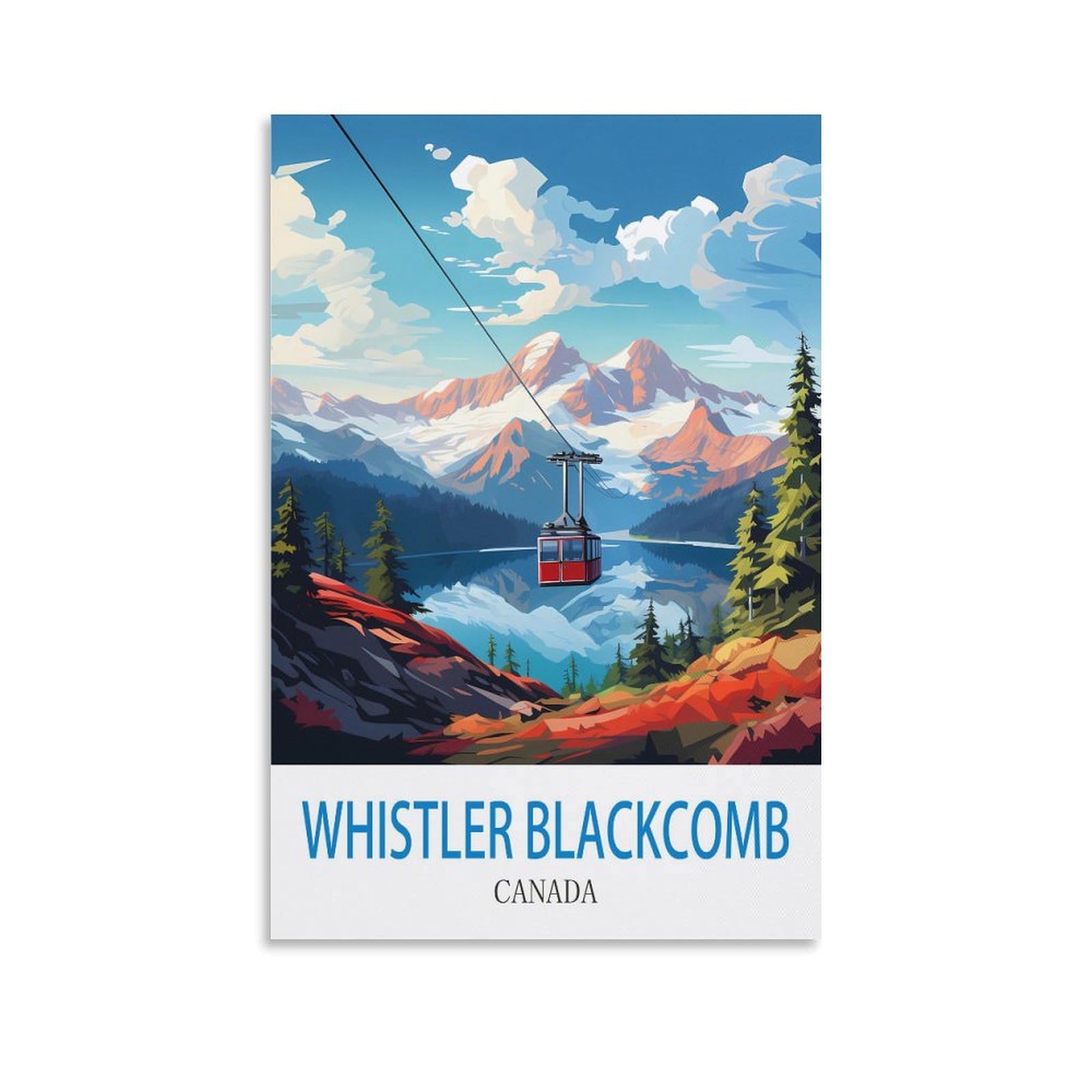 Lnmnjesg Unframe-Style Whistler Blackcomb Canada Vintage Travel Posters 08X12inch(20X30cm) Canvas Painting Wall Art, Wall Decor Pictures Prints For Living Room Bedroom