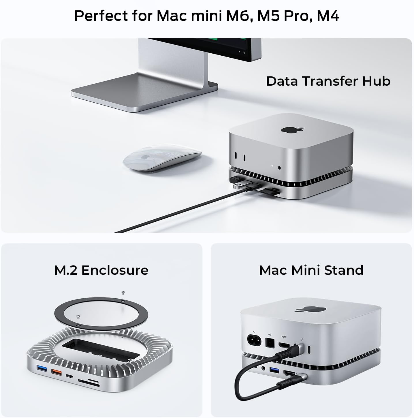 Mac Mini M4 Dock, Aluminum Mac Mini Stand and HDMI Hub for Mac