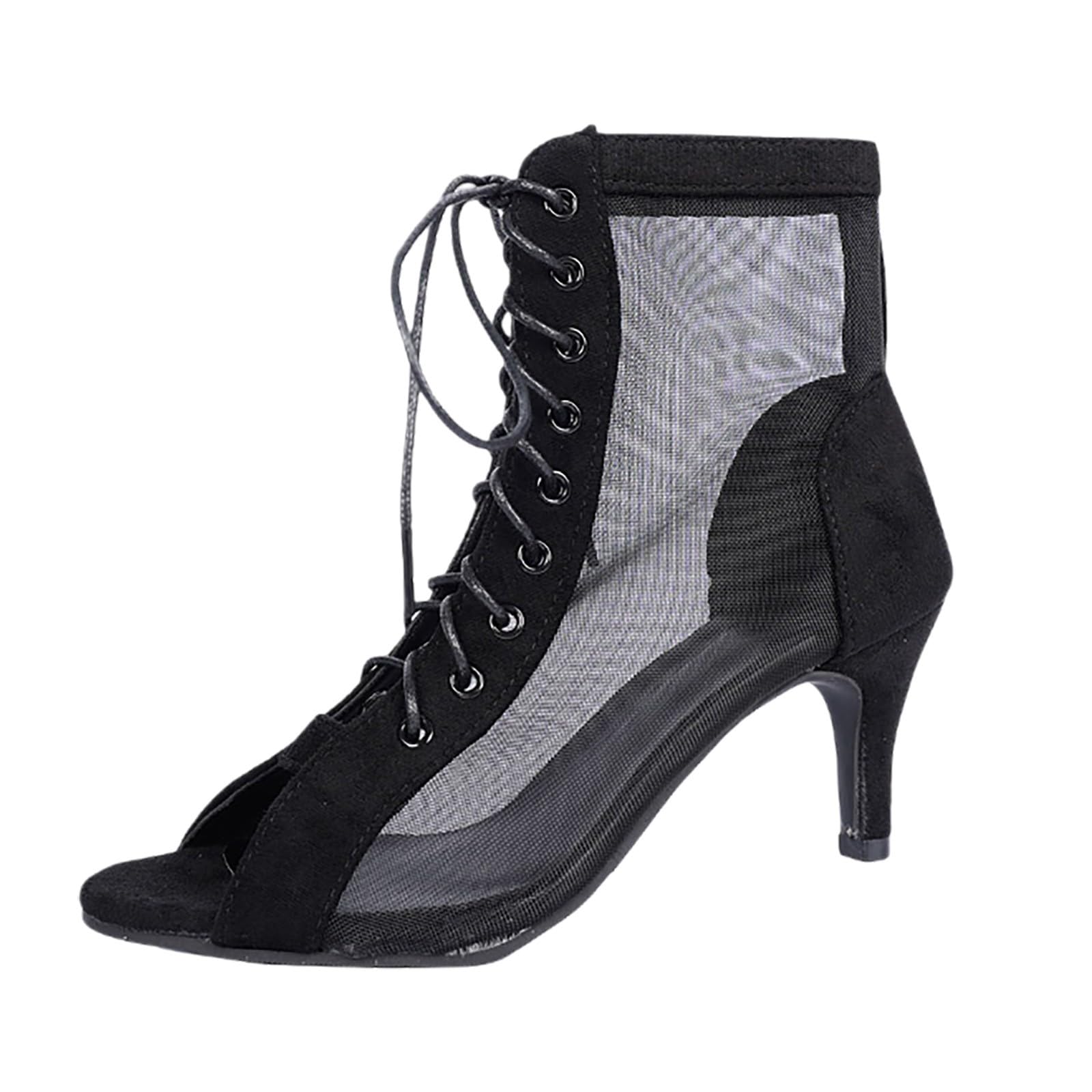 Scarpe da Ballo Donna Heels Dance Shoes Class Bootie Scarpe con Tacco Alto Sexy in Rete, Eleganti Decollete Scarpes Tacco Punta Aperta Tacchi Heels per Dance Performance Feste Giornaliere e Serali