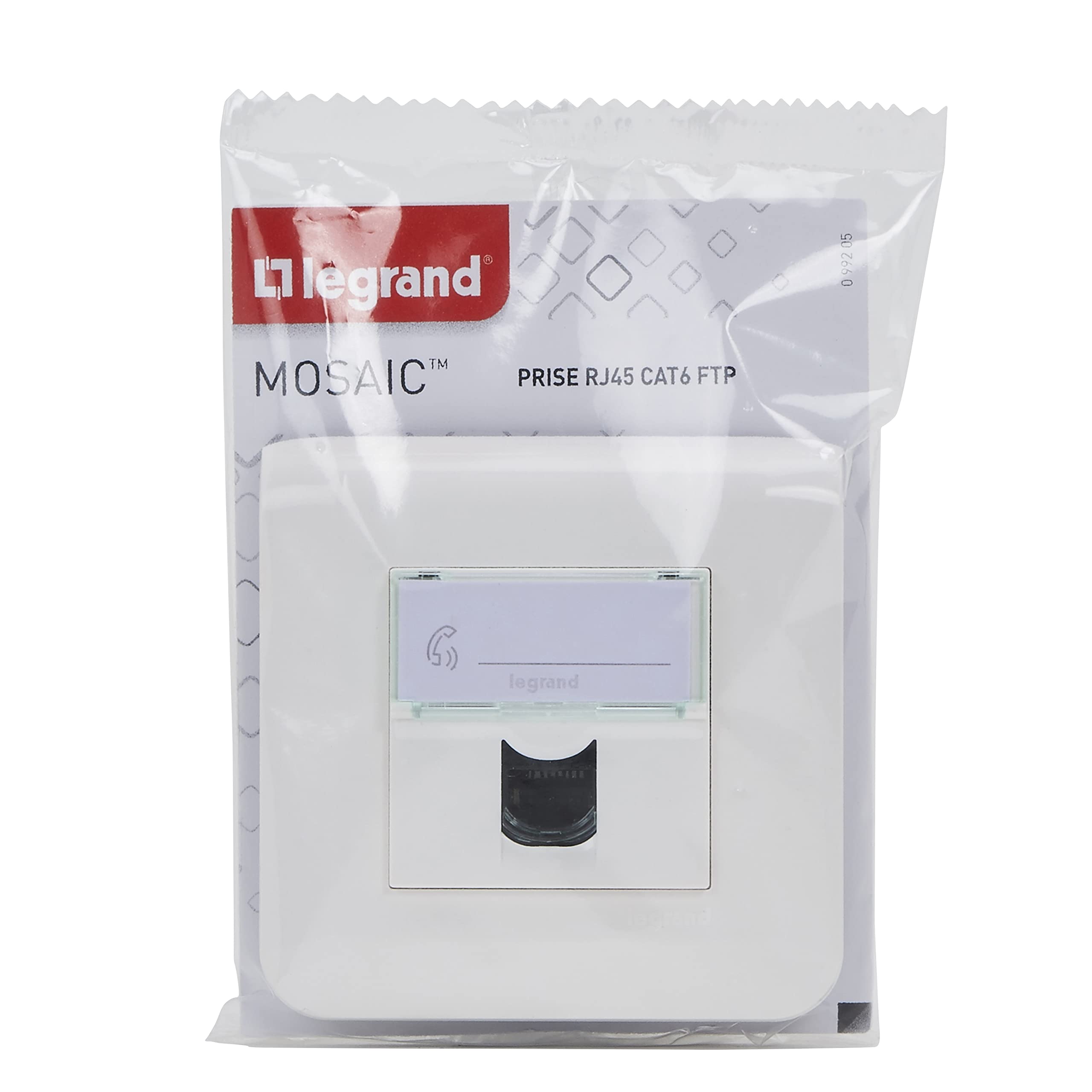 Legrand - Prise RJ45 multimédia Mosaic catégorie 6 FTP avec plaque et fixation à vis