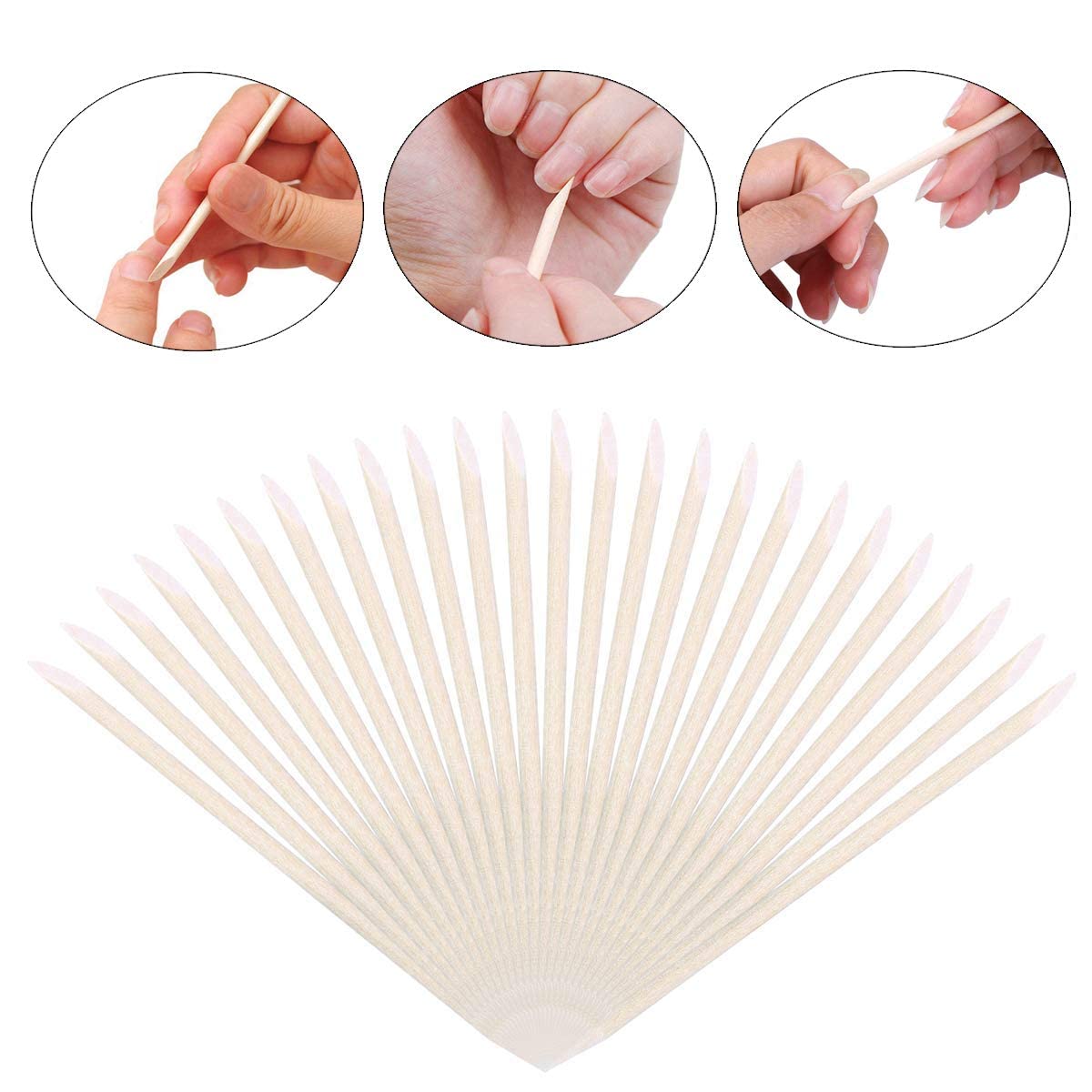 300Pcs Baton de Cuticule, BetterJonny Bâtons de Bois Orange Stick Double Face Batonnets des Ongles Bâtonnets Manucure Orange Batonnet en Bois pour Manucure Pédicure