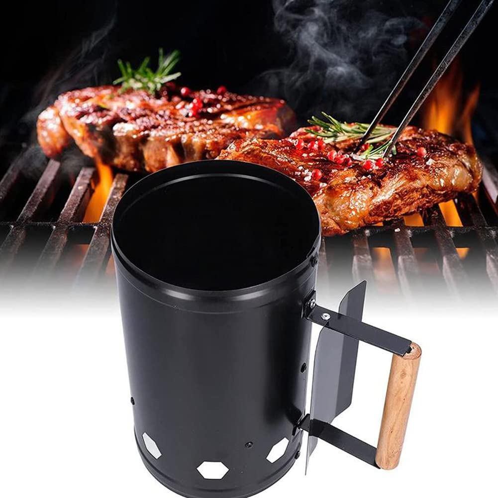 Accenditori a carbonella, accenditore per griglia BBQ, accenditore a Carbone con Impugnatura di Sicurezza in Legno, accensione per Barbecue a carbonella, per Cucina, Campeggio, Pesca, Picnic