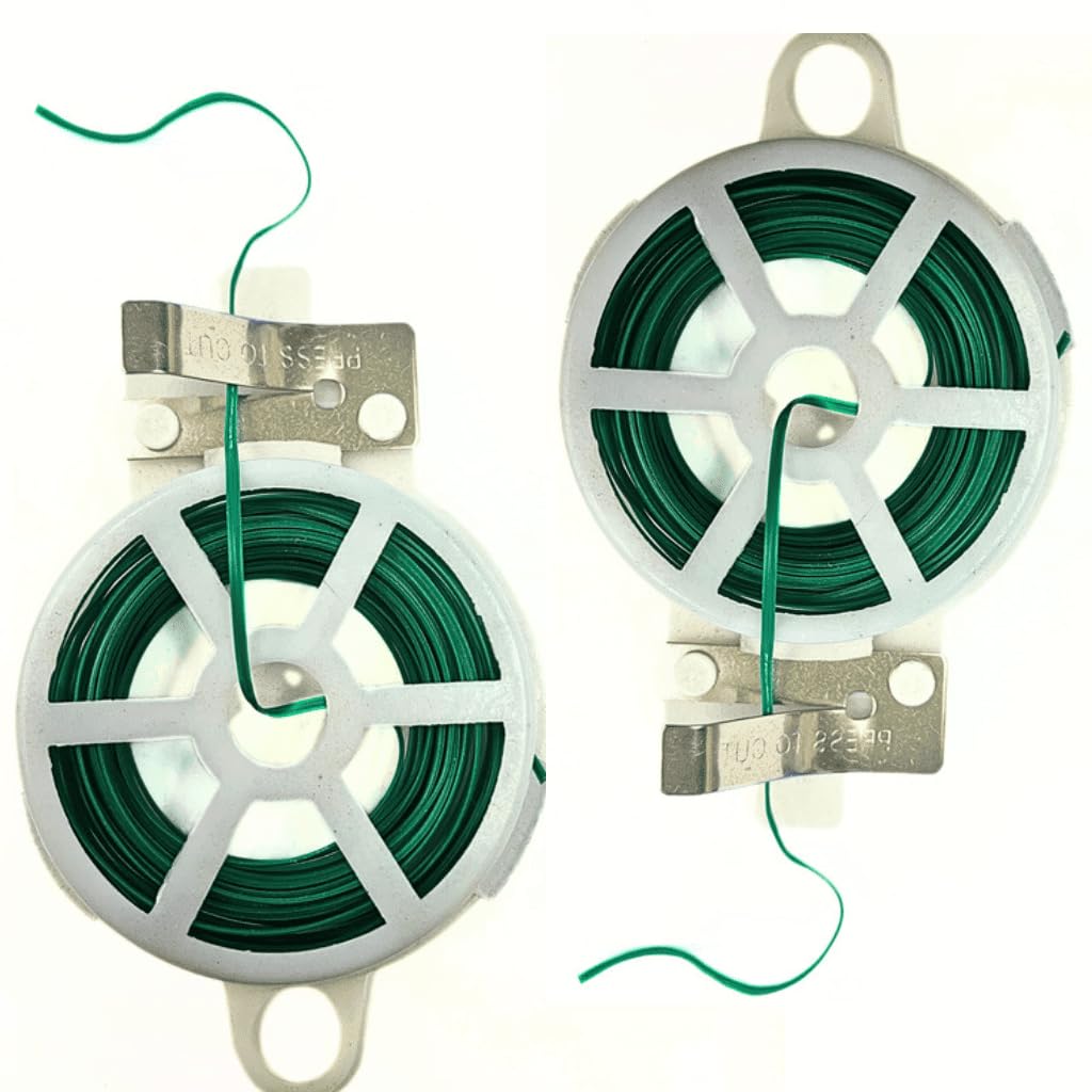 ILUVUMOREI 2 Pack of Twist Ties - Twist Ties Garden Plant Ties with Trimmer Garden Twine Support Ties Reusable for Gardening Plants Growth and Care, Office Home Cable Organization (Green)