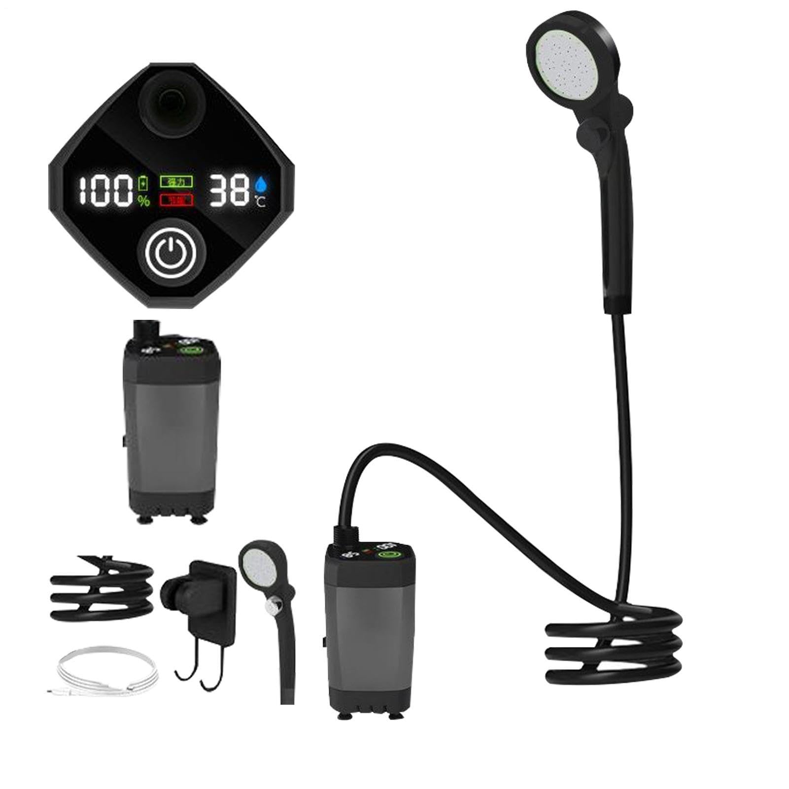 Doccia Portatile Per Campeggio Pompa Campeggio Ricaricabile 3 Modi Spray | Doccia da Esterno con Display LED Per Esterni, Camper, Viaggi, Camping, Lavaggio Auto, Animali