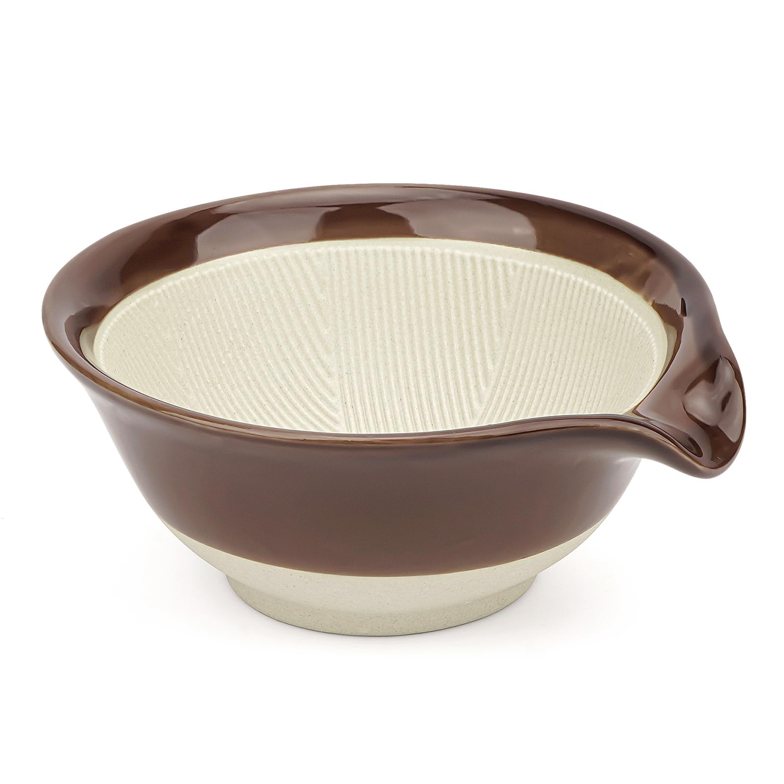 Linkidea Ciotola da Barba in Ceramica, Tazza di Schiuma di Sapone da Barba per Uomo, Tazza di Crema da Barba per Rasoio Bagnato con Barba Larga, Marrone