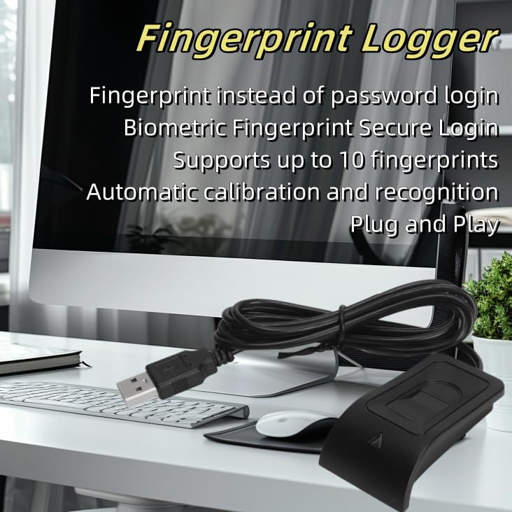 USB Fingerprint Reader, 10 Fingerprints, PC Fingerprint Identification Mini Security Key, Biometric Fingerprint Scanner - Image 3