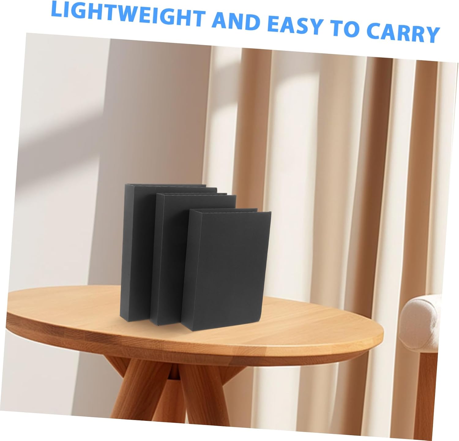 3pcs Black Faux Decorative Books for Desk and Bookshelf Display
