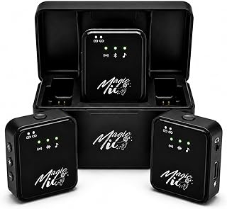 MagicMic™ 2in1 Mikrofon (3. Generation) Content Creation, Lavalier-Funkmikrofon mit Geräusch­unterdrückung für PC, iPhone, Interviews, YouTube, Vlogs (2 Sender + 1 Empfänger + Ladebox + Adapter)