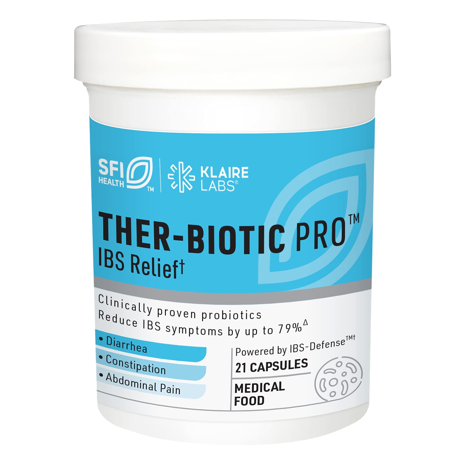 - Klaire Labs SFI Health Ther-Biotic Pro IBS Relief for Women & Men - Prebiotics & Probiotics for IBS & Digestive Health - Ease Occasional Bloating, Constipation & Discomfort (21 Capsules)