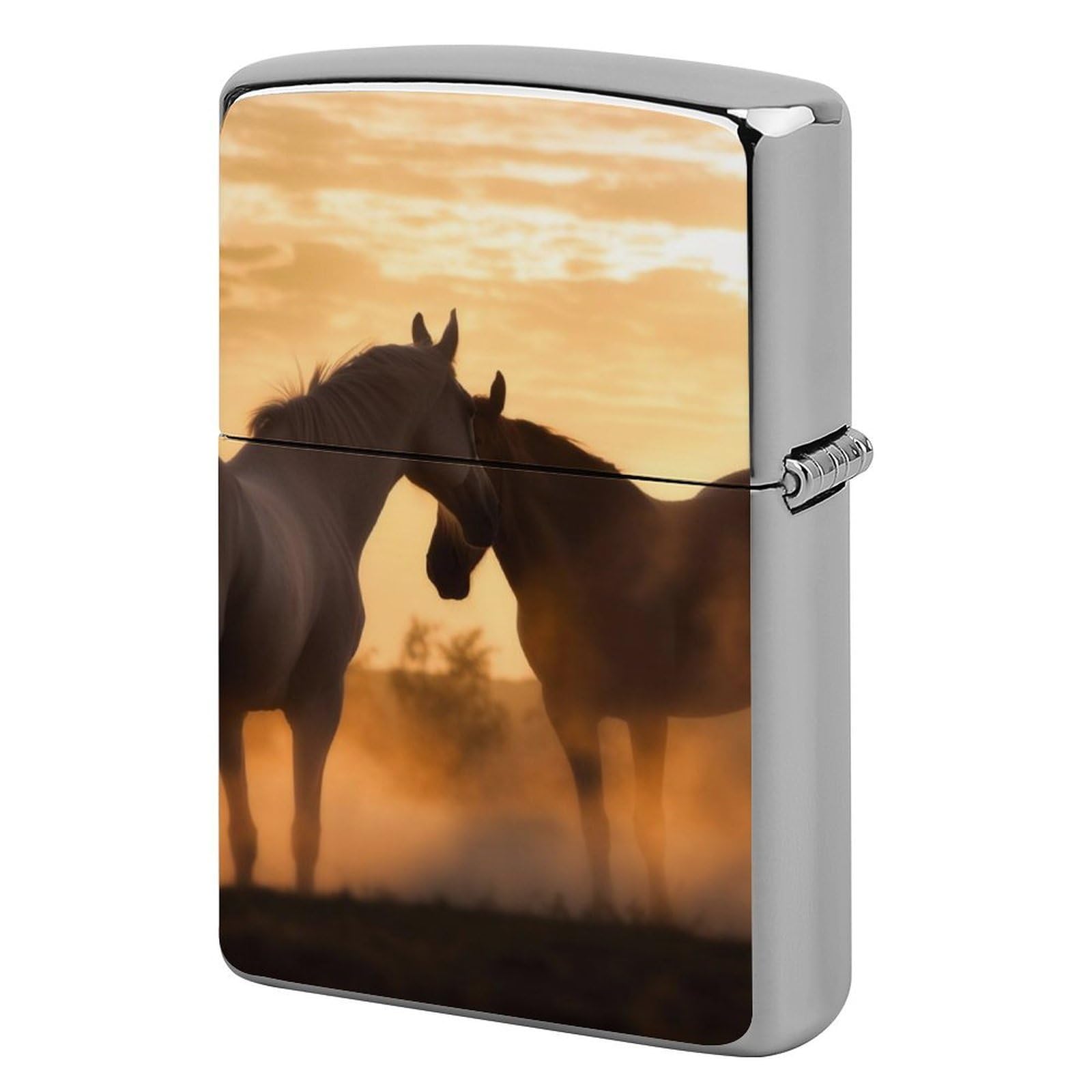 Horses in Love Lighter Cover for Men, Personalized Lighter Case for Birthday Gift, Flip-Top Lighters Protective Cover, Portable Lighters Shell for Outdoor, Travel