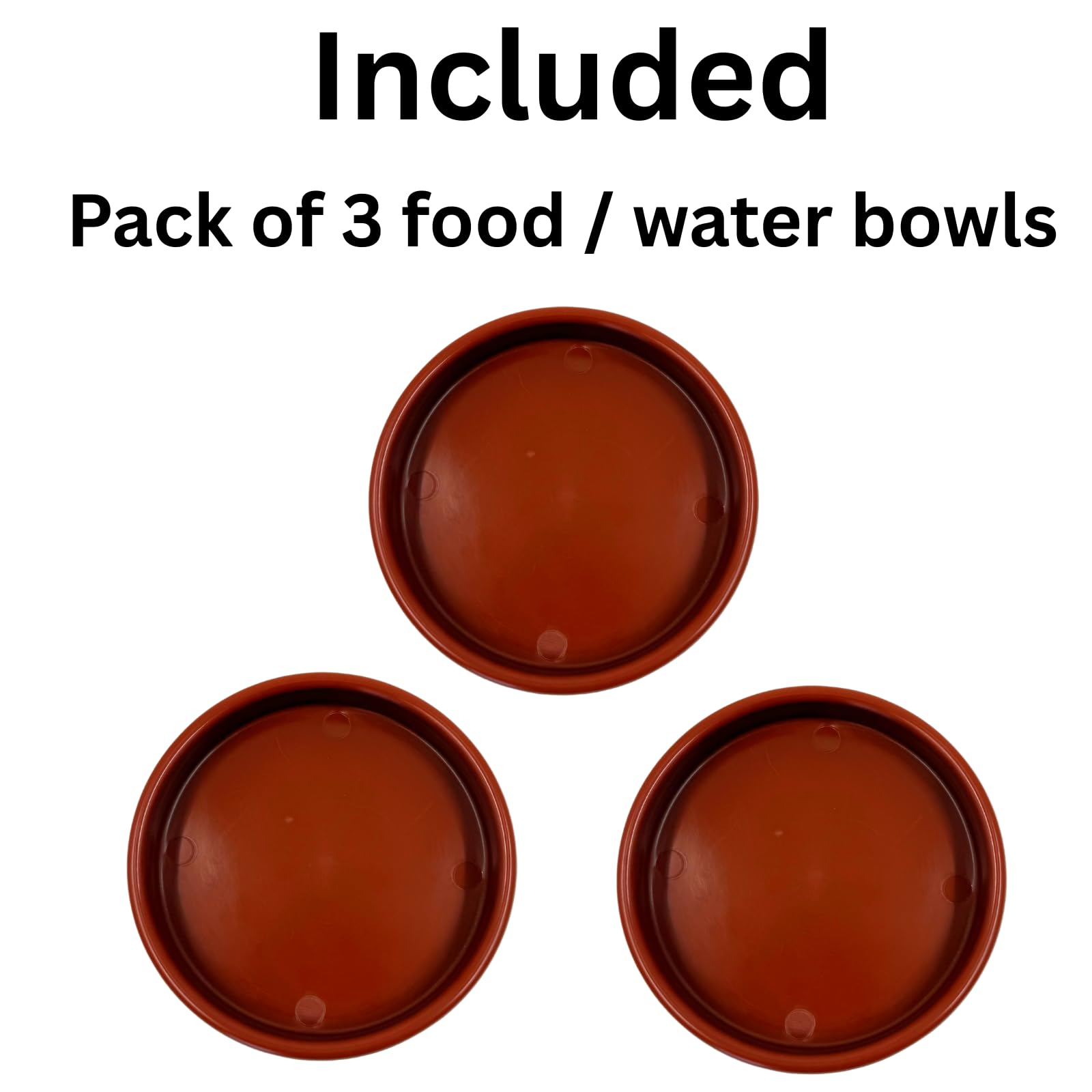 Lot de 3 bols pour nourriture et eau - Pour haie et porc - 13 cm de large - Profil bas - 2 cm de profondeur
