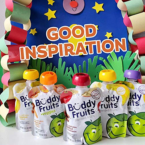 Buddy Fruits Pure Blended Fruit To Go Apple and Mango Applesauce | 100% Real Fruit | No Sugar, Non GMO, Vegan, Gluten Free, No Preservatives, BPA Free , Certified Kosher | 3.2oz Pouch 24 Pack - Thumbnail 5