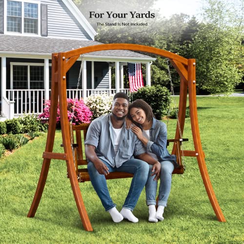 Image of VINGLI Upgraded 4 FT Wooden Porch Swing, 880 LBS Solid Fir Wood, Rustic