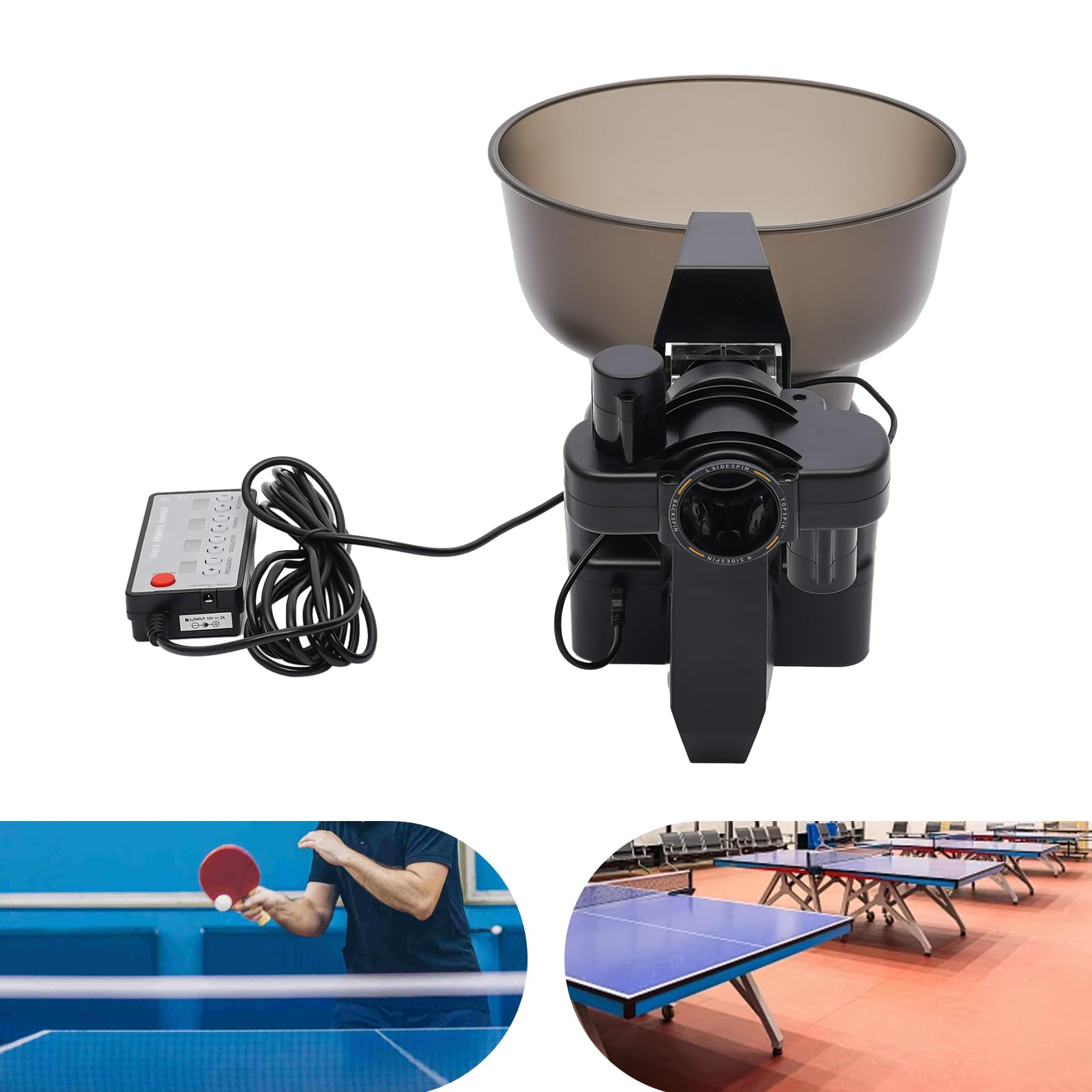 LABIXIAOXIN Hp-07 Ping Pong Ball Machine, Ping Pong/Table Tennis Robot Automatic Ball Machine with 36 Different Spin Balls,40-70 Balls/Min,Fit Gyms, Schools, Training Centers,Black.