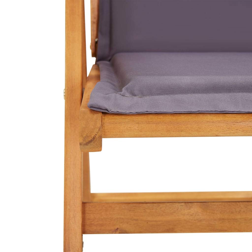 vidaXL 2X Madera Maciza Acacia Sillas Reclinables de Jardín con Cojín Mueble Tumbona para Salón Balcón Sillón Exterior Patio Cerca de Piscina Gris