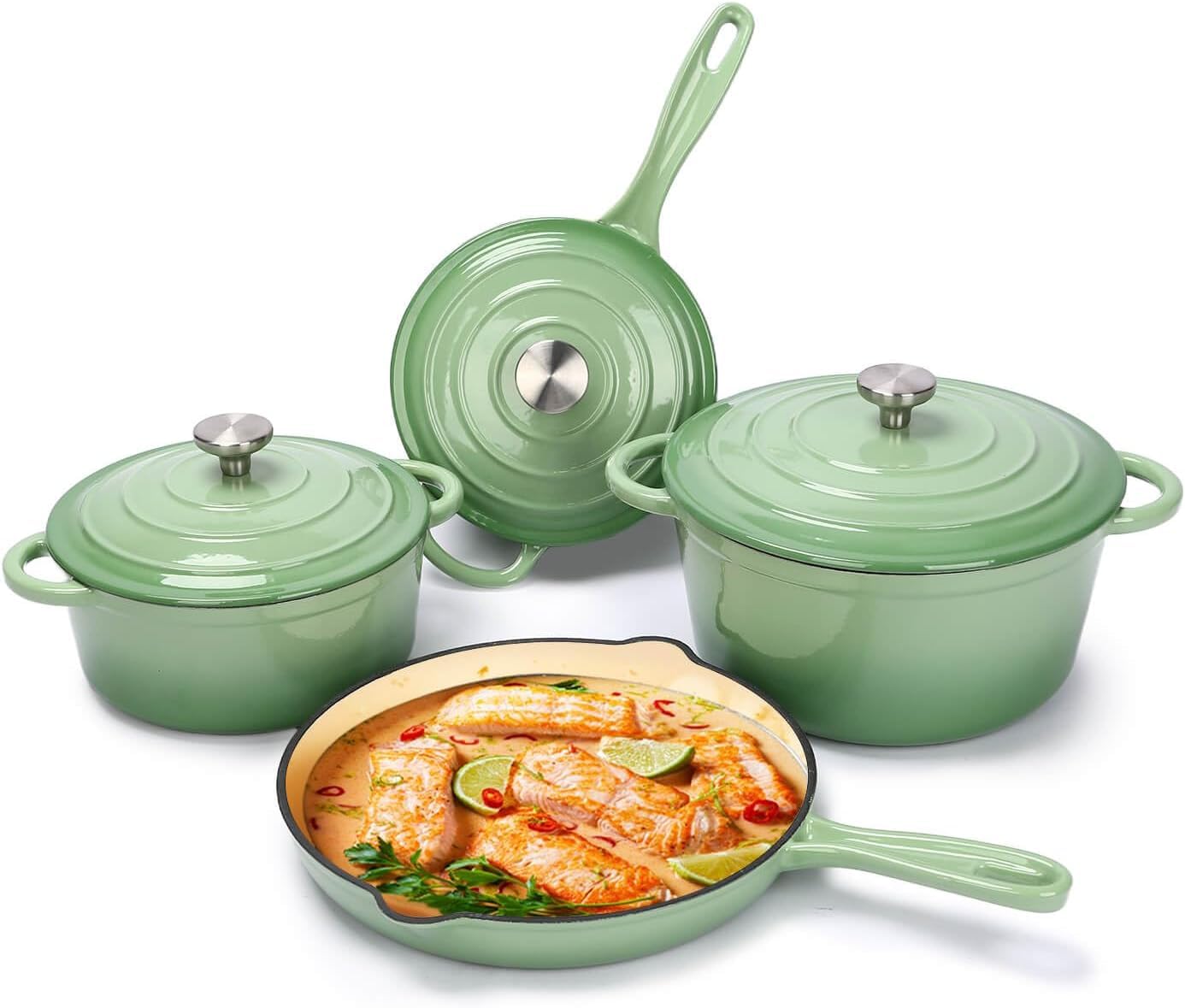 Hisencn Enameled Cast Iron Cookware Set