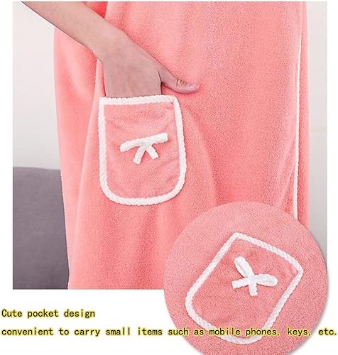 Miniatura 2 de Toalla de baño de figura delgada para mujer, albornoces de forro polar coral, altamente absorbente, falda de baño con hombros descubiertos, vestido
