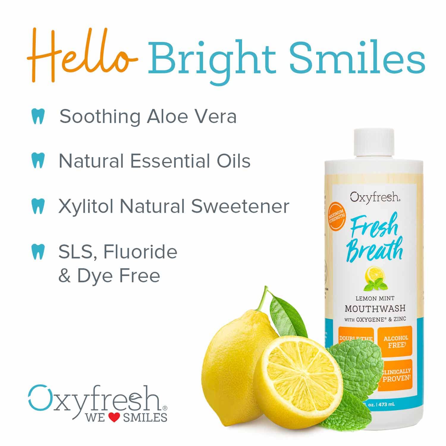 Oxyfresh Lemon Mint Mouthwash Oxygene & Zinc 1 Gallon 128 oz