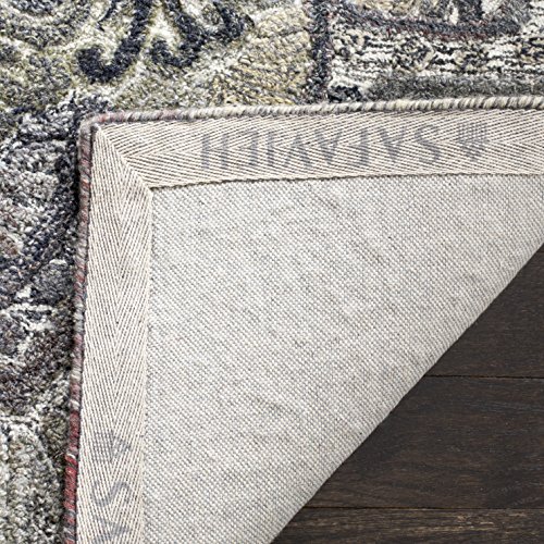 Image of SAFAVIEH Marquee Collection Area Rug - 8' Square, Grey & Multi, Handmade Mandala Medallion Wool, Ideal for High Traffic Areas in Living Room, Bedroom (MRQ110A)