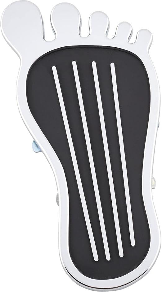 Barefoot Gas Pedal Cover - Chrome Detail - Easy to Install - Fits Over Original Pedal - Footprint Design - Overall Height: 8.88" - Overall Width: 4.30"