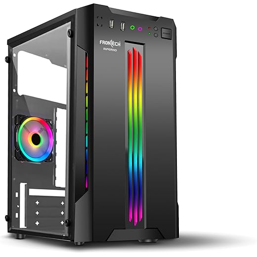 FRONTECH Gaming Computer Case with LED Fan 80 mm