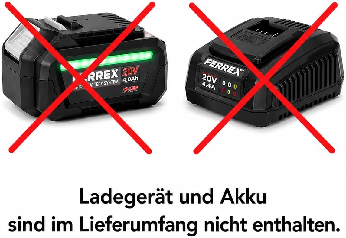 FERREX Akku-Rasenmäher Li-Ion, 33 cm Schnittbreite, 35 L Grasfangkorb, 6-Fach Schnitthöhenverstellung (25-75 mm), Klappbarer Handgriff, Grün/Schwarz