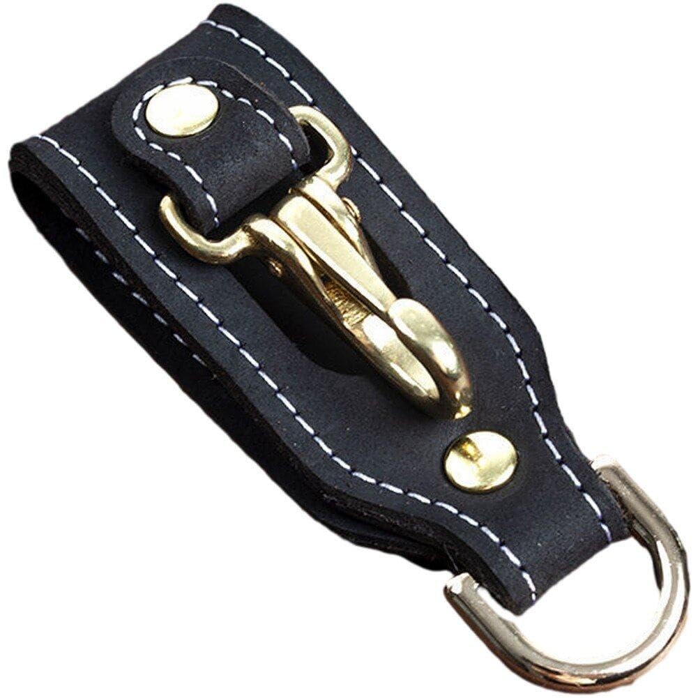 Leather Key Holder for Men Male Cowhide Vintage Handmade Waist Belt Loop Hook Buckle Keychain Organizer