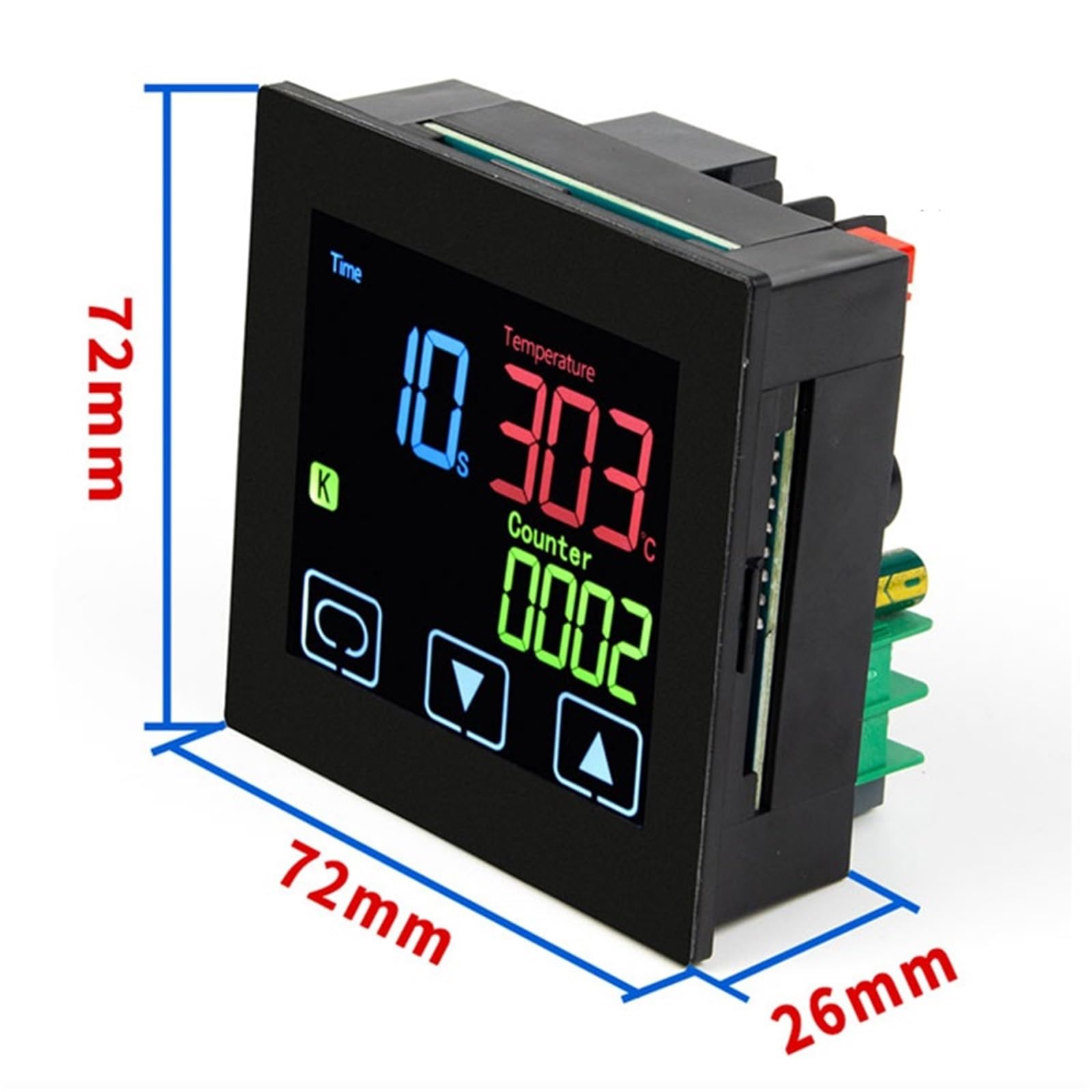 Termostato con función de Temporizador y Contador Pantalla táctil Hora Alarma Prensa de Calor PID Controlador de Temperatura(SSR Output)