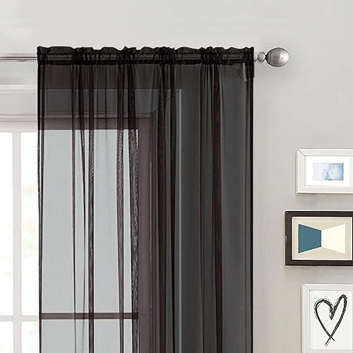 Miniatura 4 de SpaceDresser Paneles de cortina básica de gasa transparente con bolsillo para barra, color blanco, 1 par de 2 paneles de 70 pulgadas de ancho y 72