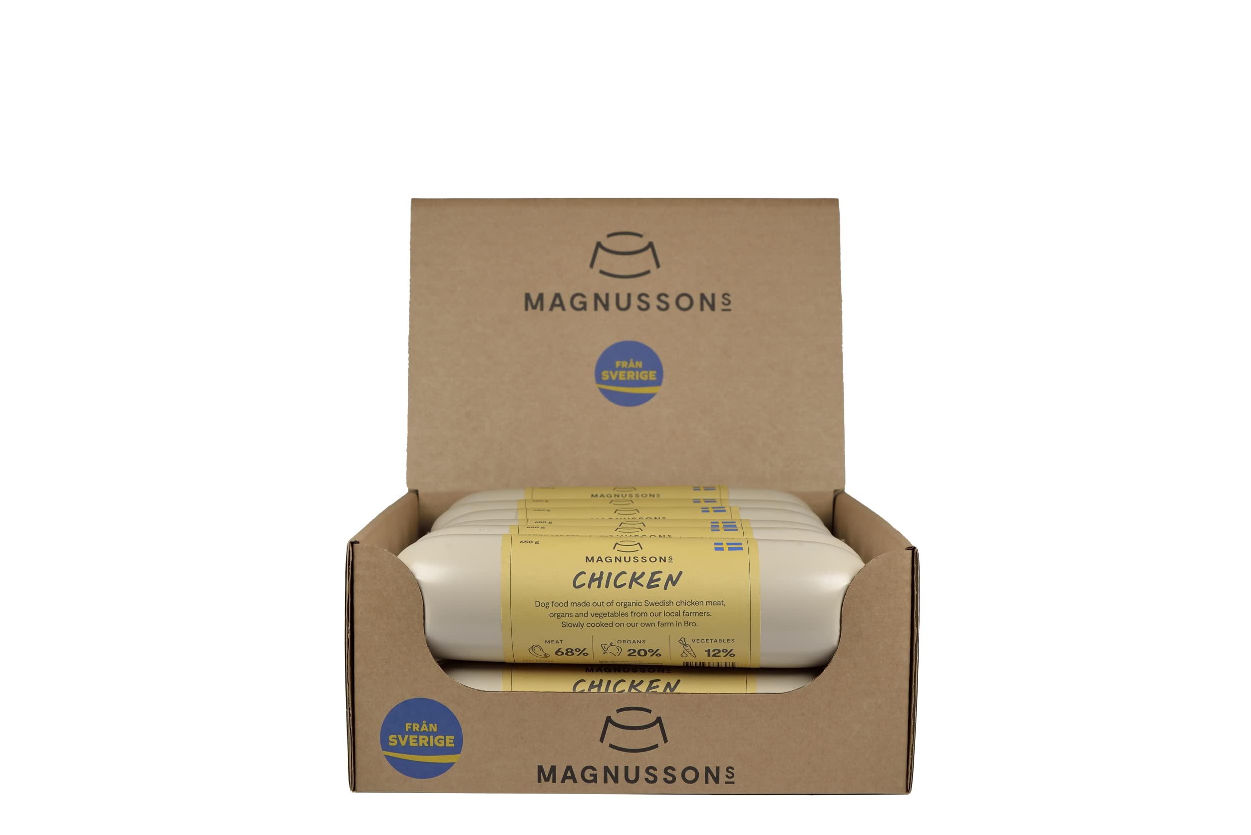 Magnussons Comida húmeda para perros de pollo 12 x 650 g monoproteína pienso completo cocido al vapor