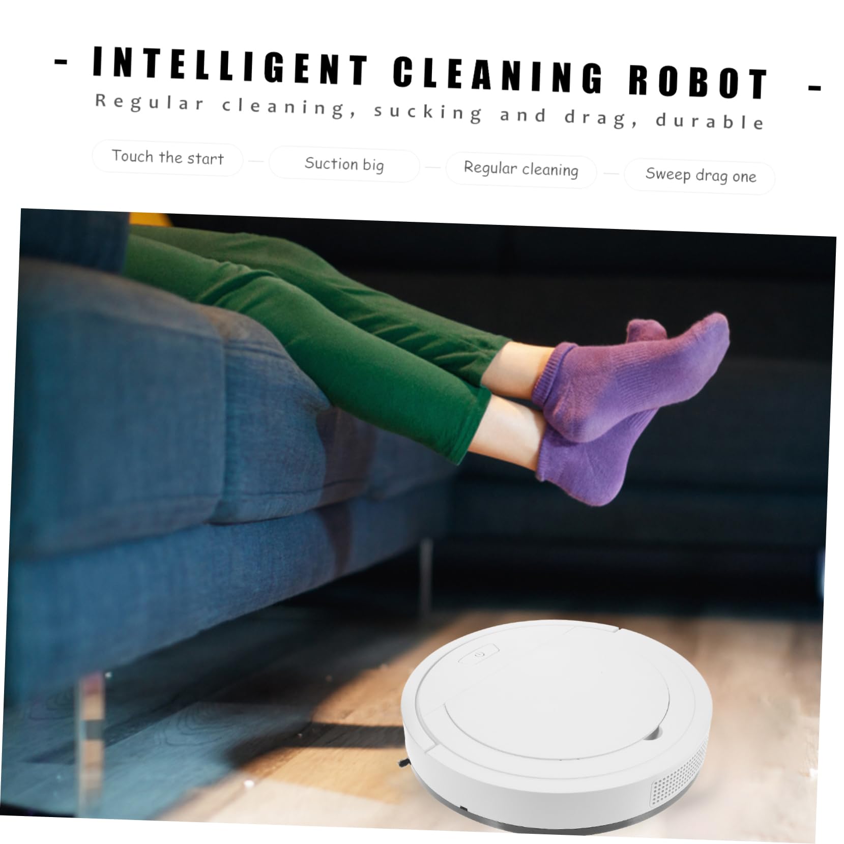 Cabilock Robot Limpiador de Suelos Inteligente Función de Aspirado y Trapeado, Batería de 1200mah, Capacidad de 550ml, Adecuado para Limpieza Hogar