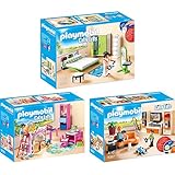  PLAYMOBIL® City Life 3er Set 9267 9270 9271 Wohnzimmer + Fröhliches Kinderzimmer + Schlafzimmer