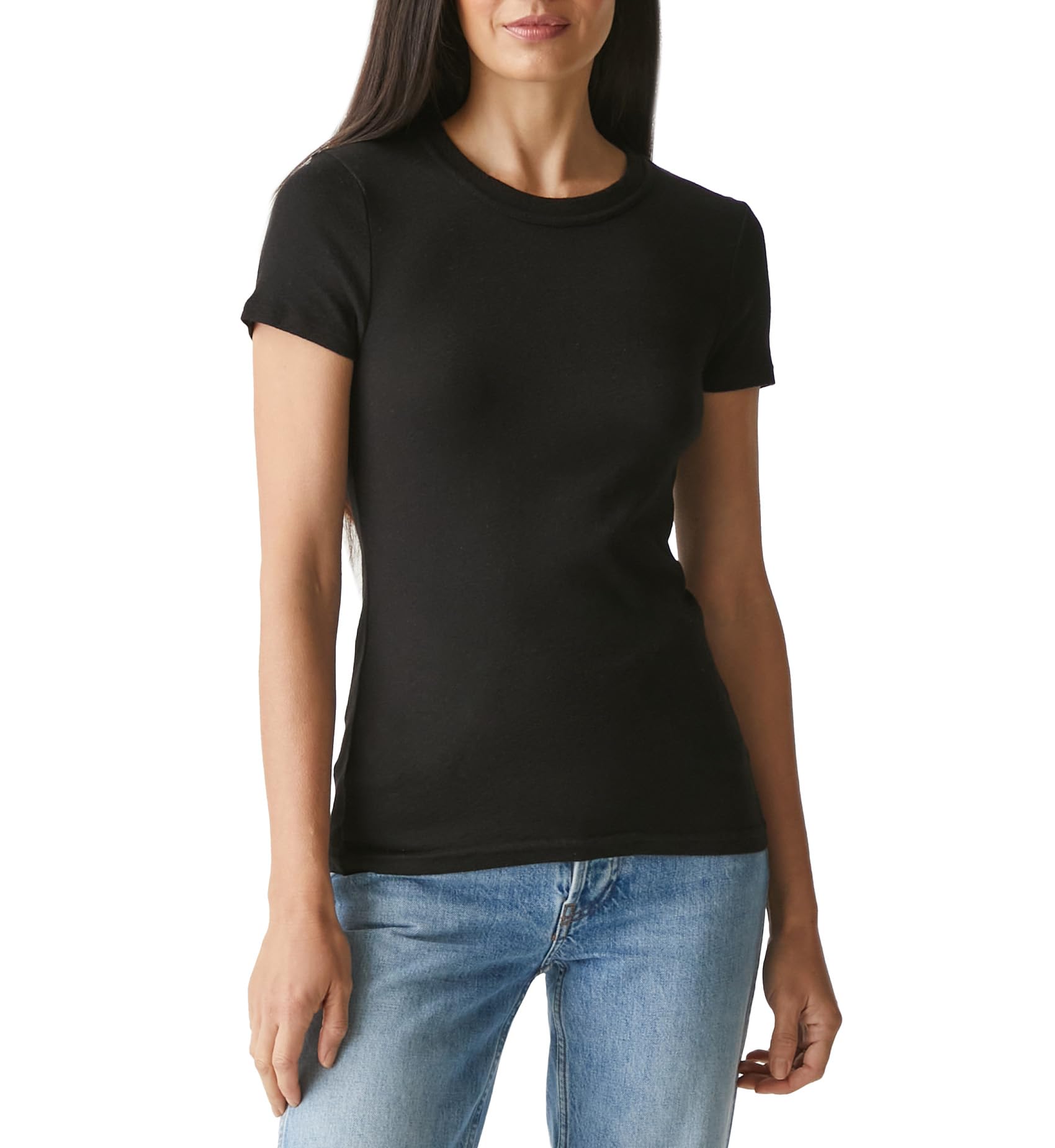 Michael Stars Women's Fallon Shine Tee with Subtle Shine