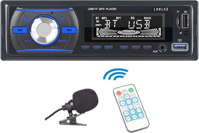 LXKLSZ Car Radio Single DIN LCD Audio Radio Receiver with Bluetooth MP3 Player Hands-Free Calling AM/FM Radio AUX Input TF/USB Quick Charge