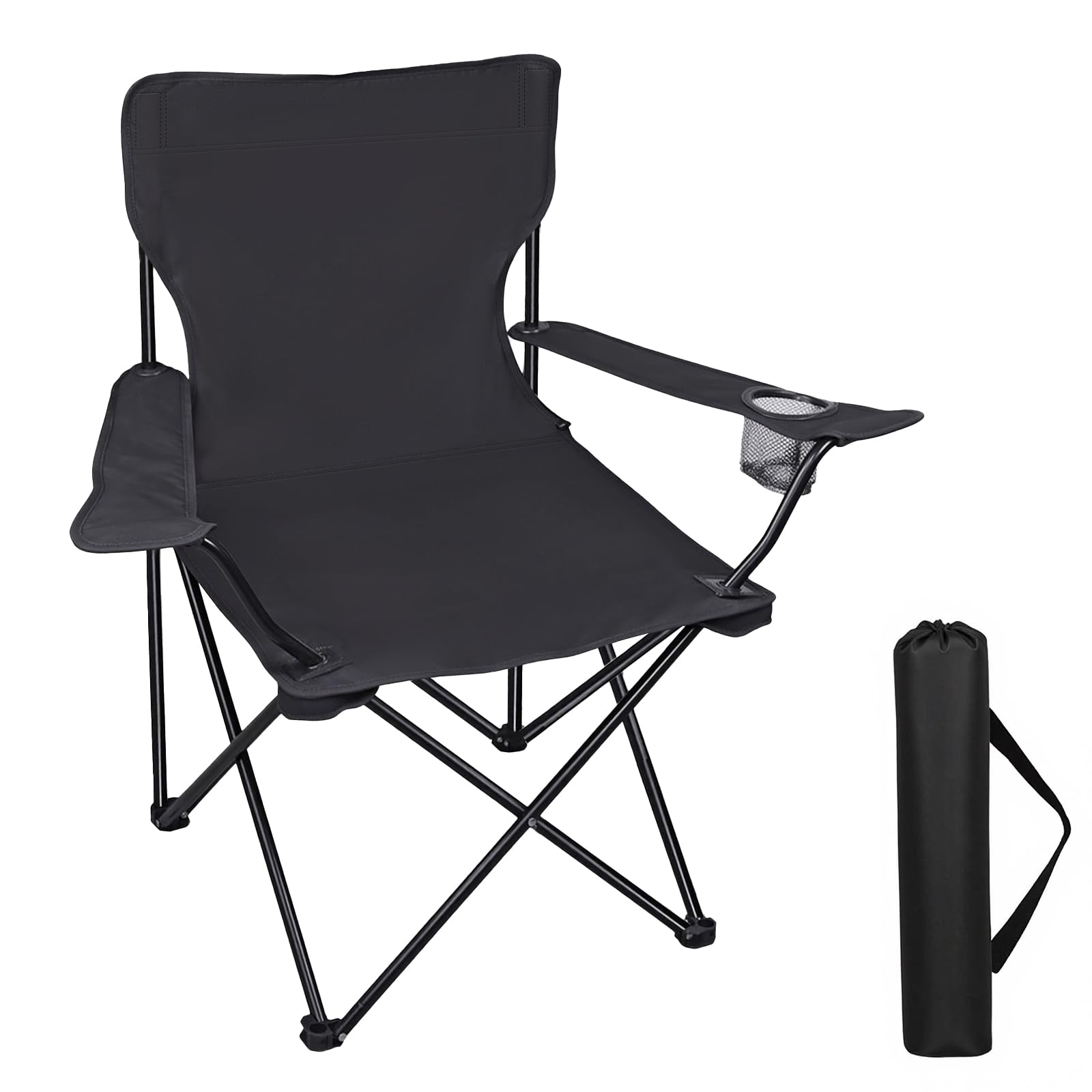 Lightweight Camping Chair for Adults and Teens, 264LBS Capacity Foldable Portable Chair with Carrying Bag, Compact Design for Camping, Beach, Picnic