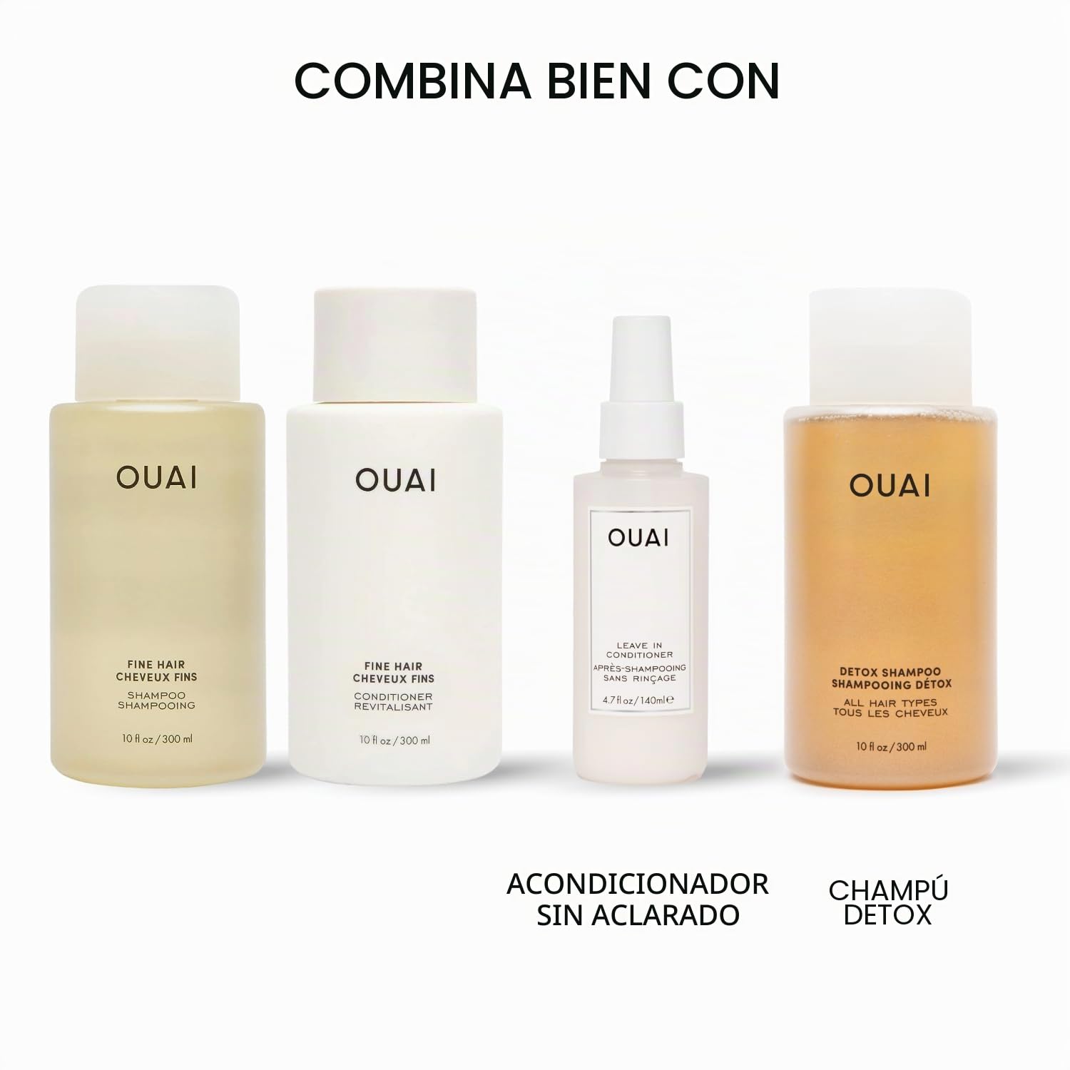 OUAI Juego de champú y acondicionador fino, champú y acondicionador sin sulfatos para cabello fino, fabricado con queratina, raíz de malvavisco, manteca de karité y aceite de aguacate, libre de