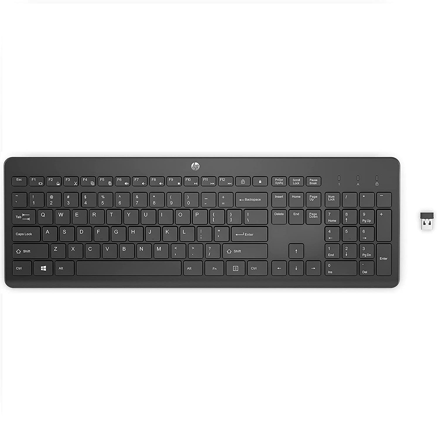 HP 230 Tastiera Wireless, Connessione con Dongle USB-A a 2,4 GHz, Multi-dispositivo, Qwerty, Layout Italiano, Autonomia fino a 16 mesi, Compatibile con Windows 10, 11 e macOS, Nera