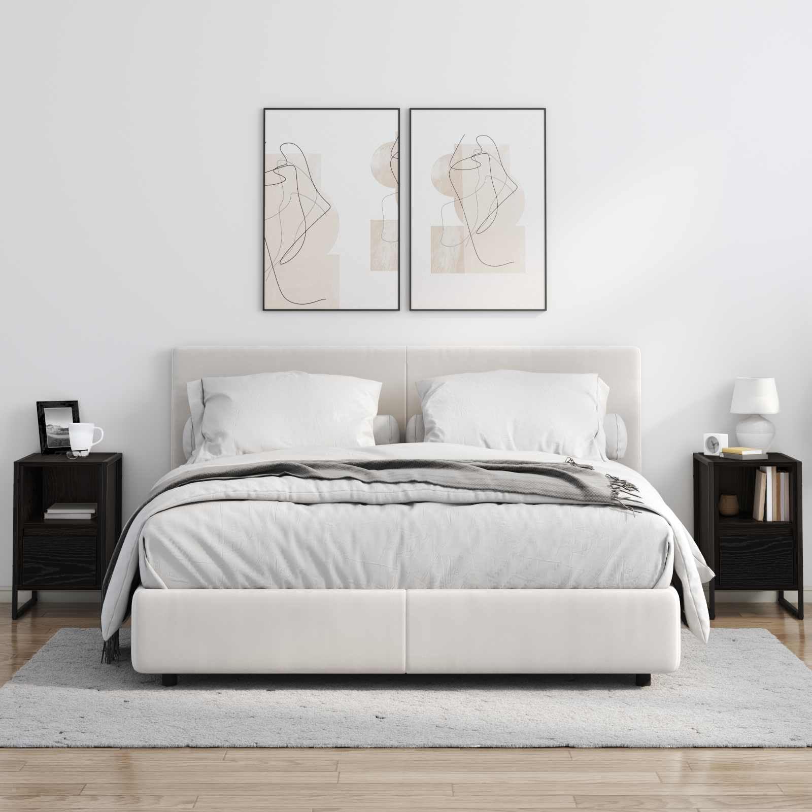 Comodino industriale 2 pz Rovere nero con 2 cassetti 39,5 x 30 x 50 cm tavolino mobiletto salvaspazio per camera da letto soggiorno ufficio con ripiano e contenitore