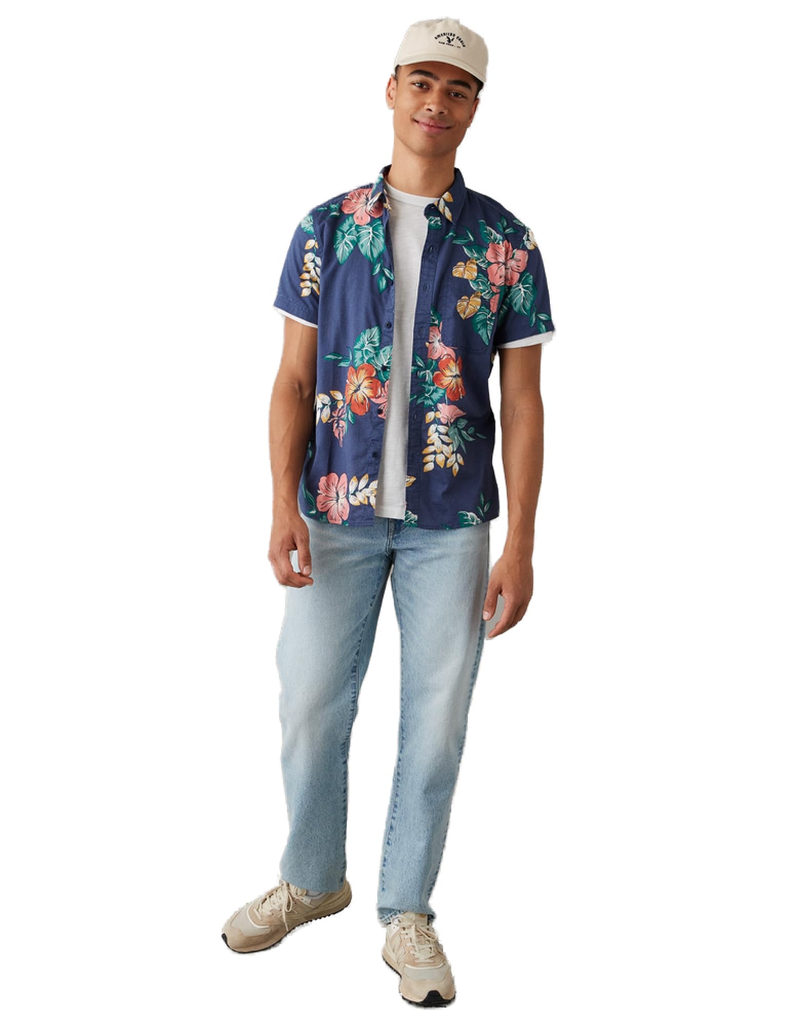 American EagleMens U-2154-6037-405 Tropical Button-Up Resort Shirt