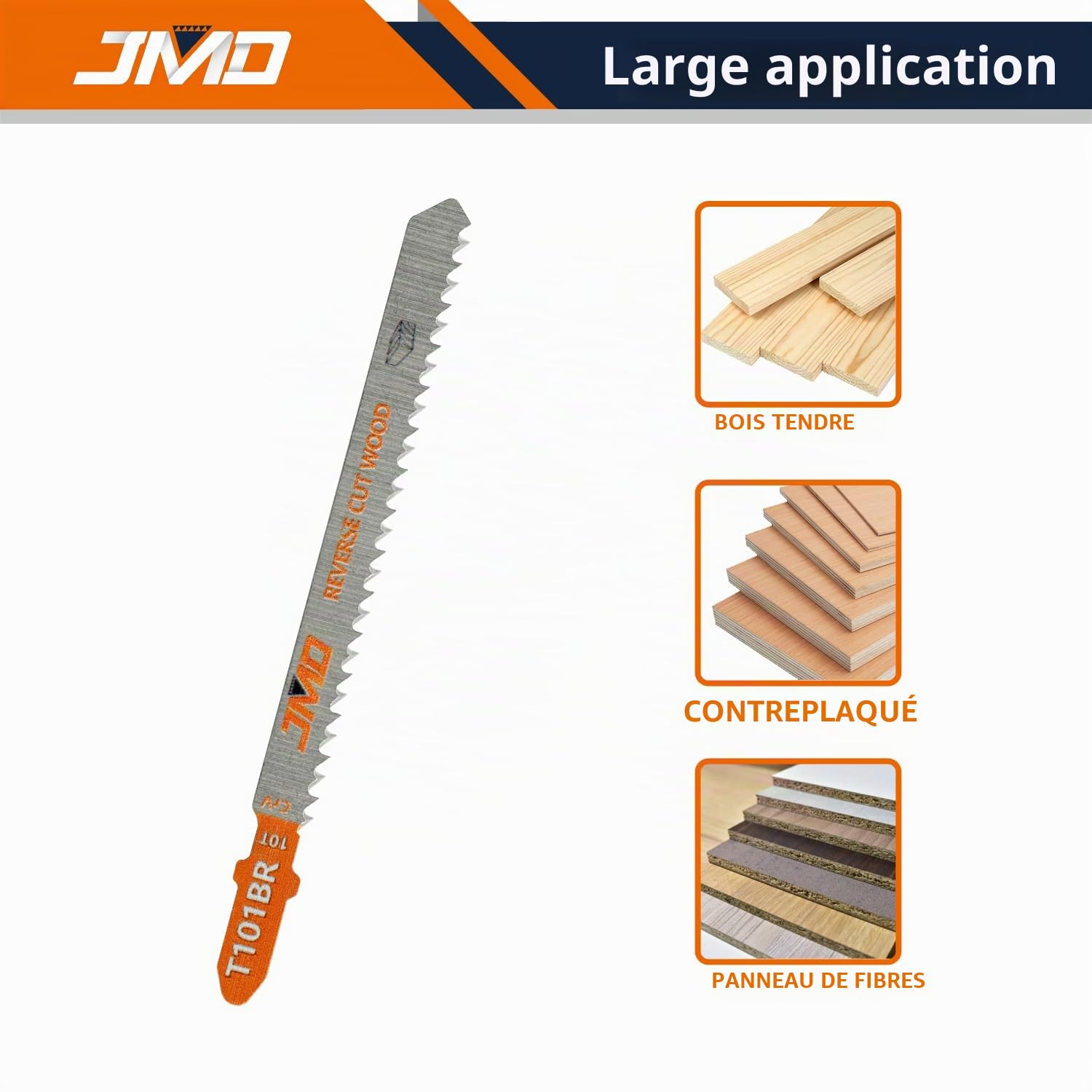JMD T101BR Lot de 30 Lames de Scie Sauteuse pour Bois 100mm 10TPI Pour Accessoires en Bois