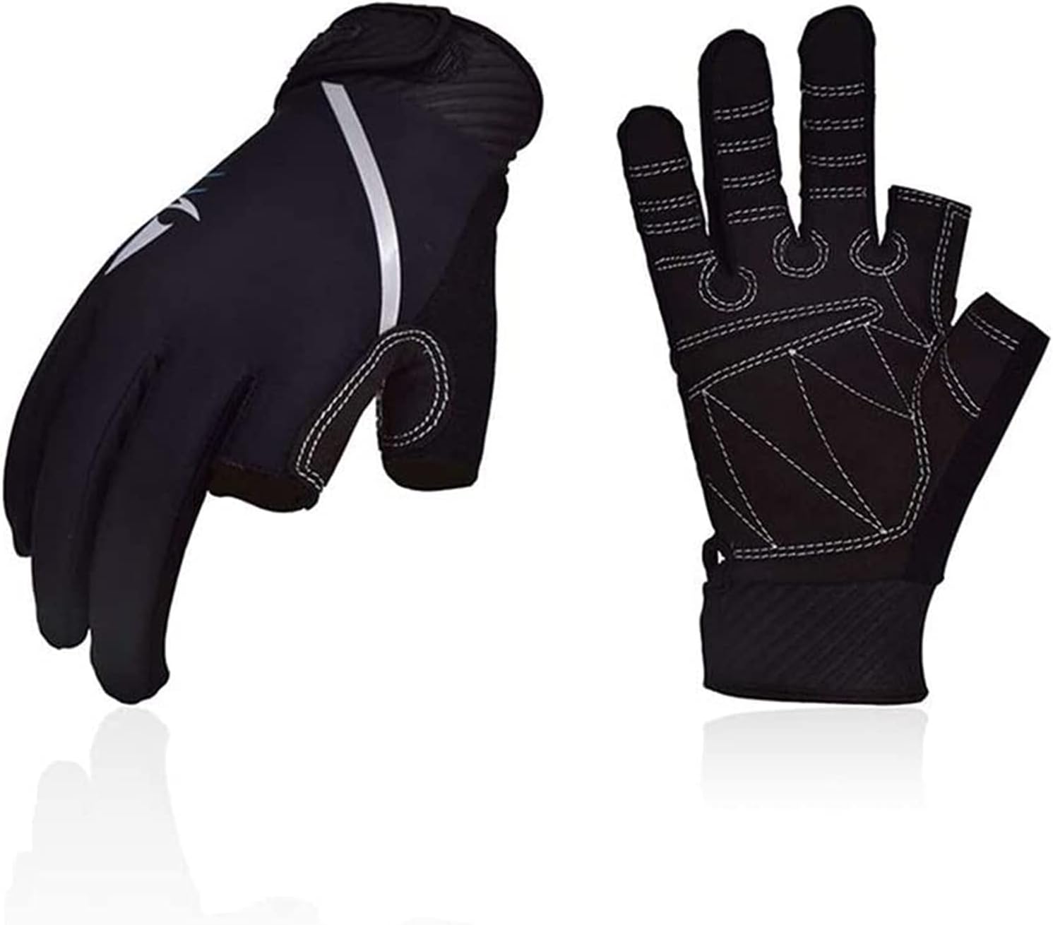 Gloves for Men Wild Camping Fishing Hunting Glove 2 Fingers Non- Slip Breathable Waterproof Gloves Outdoor Sun Protection Gloves Cycling Gloves (Color : Black Size : X-Large)