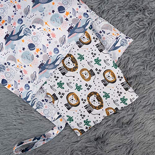 Alvababy 2Pcs Cloth Diaper Wet Dry Bags Waterproof Reusable With Two Zippered Pockets Travel Beach Pool Daycare Soiled Baby Items Yoga Gym Bag For Swimsuits Or Wet Clothes Lx-H358359 #TOP7