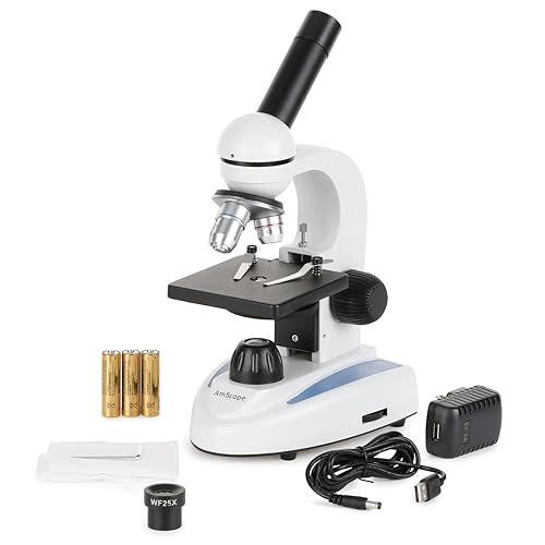 Miniatura 2 de Súper ahorro microscopio monocular portátil para estudiantes 40X-1000X con juego de diapositivas preparadas de 25 piezas y pinzas, además de