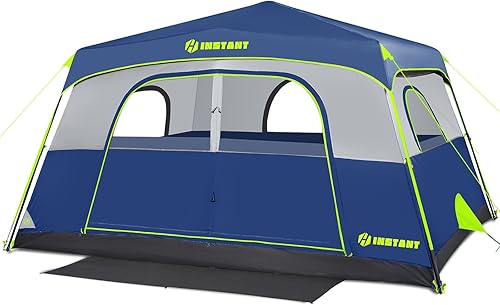 Vista 14 de Tienda de campaña instantánea para 4/6/8 personas, impermeable, desplegable para acampar con toldo, fácil instalación en 60 segundos, tienda