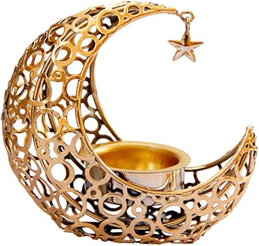 Moon Candle Holder, Moon Incense Burner, Metal Incense Burner Decoration Islamic Ramadan Eid Home Decoration, Tea Light Candle Holder