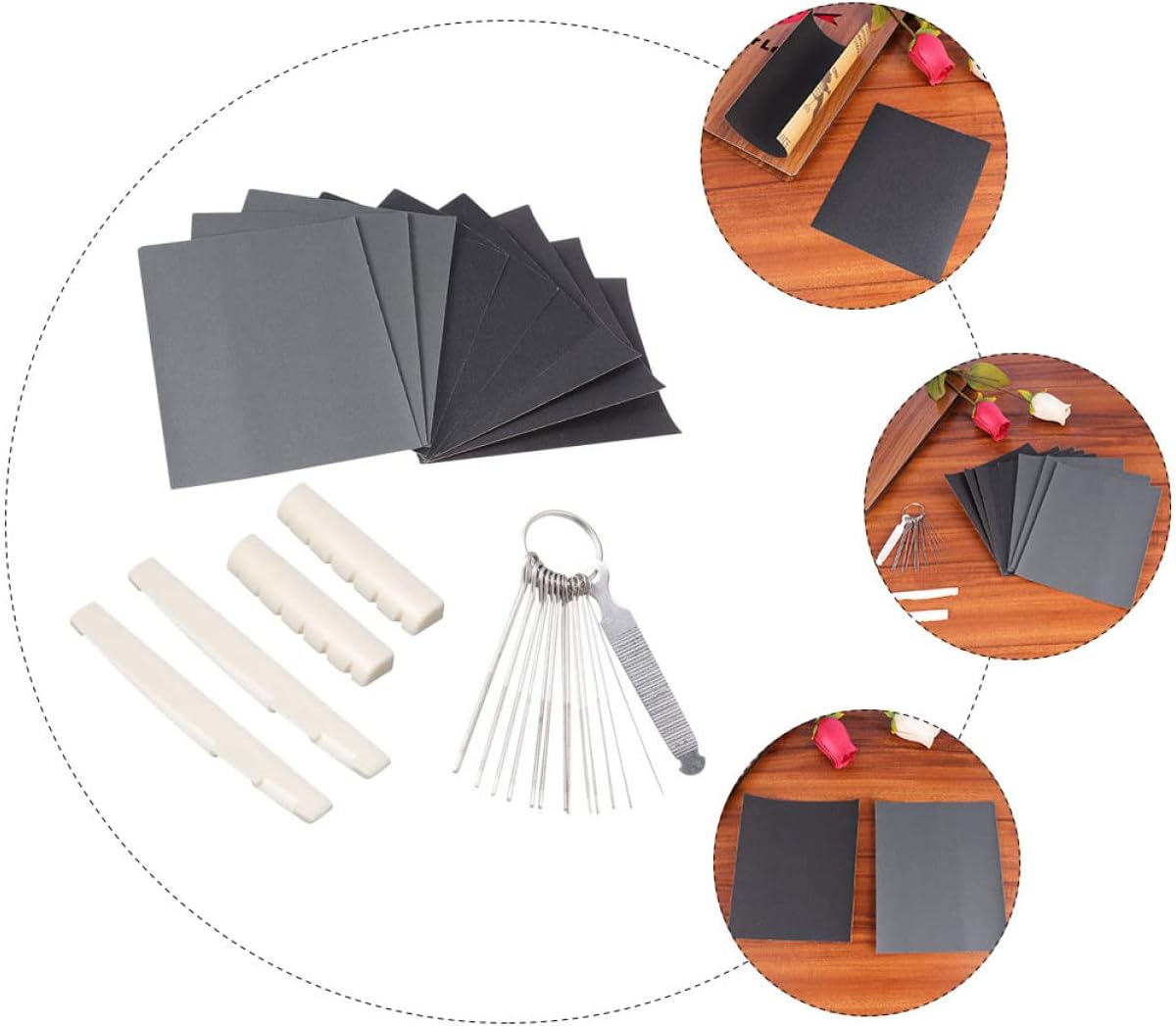 Vaguelly 3 sets Tool Include Stainless Polishing Grinding Blank Nut Saddle Useful Ukulele Bone with Electric File Kit Bridge Parts and For Crowning Tools Replacement Etc Acoustic Bass : Musical Instruments