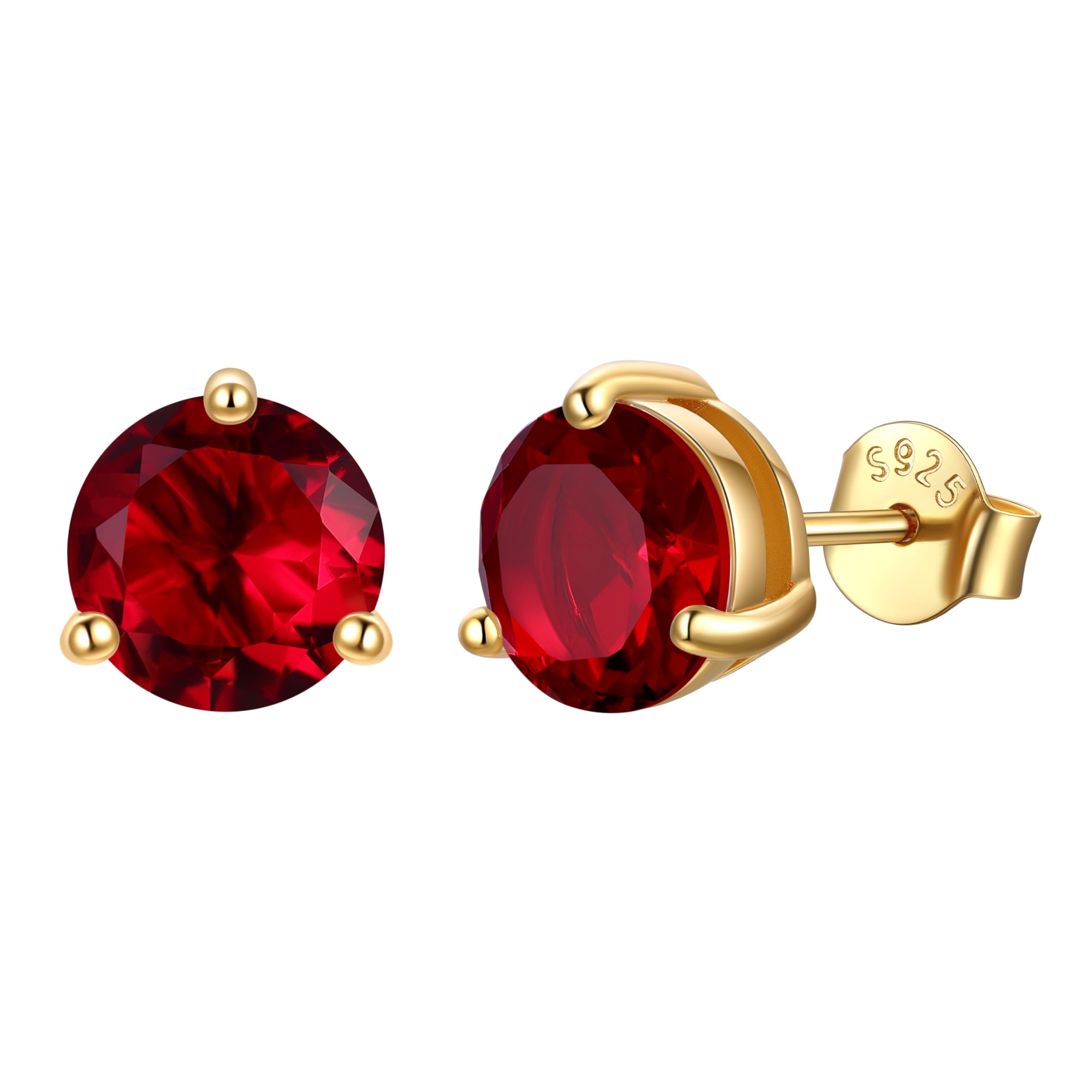 JustBeingCute Ohrringe Gold 585 Vergoldet, 5A+ Zirkonia Ohrstecker Silber 925 Damen Geburtsstein Hypoallergen Schmuck Geschenk für Frauen 4/5/6/6.5/7.5/8 mm