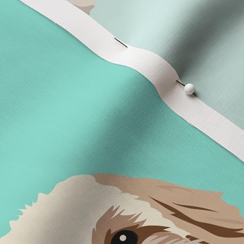 Miniatura 6 de Spoonflower Tela  Shih Tzu Perros Patrón Verde Azulado Lindos Animales Aqua Fun Mascotas Impresas en Petal Signature Tela de Algodón Fat Quarter